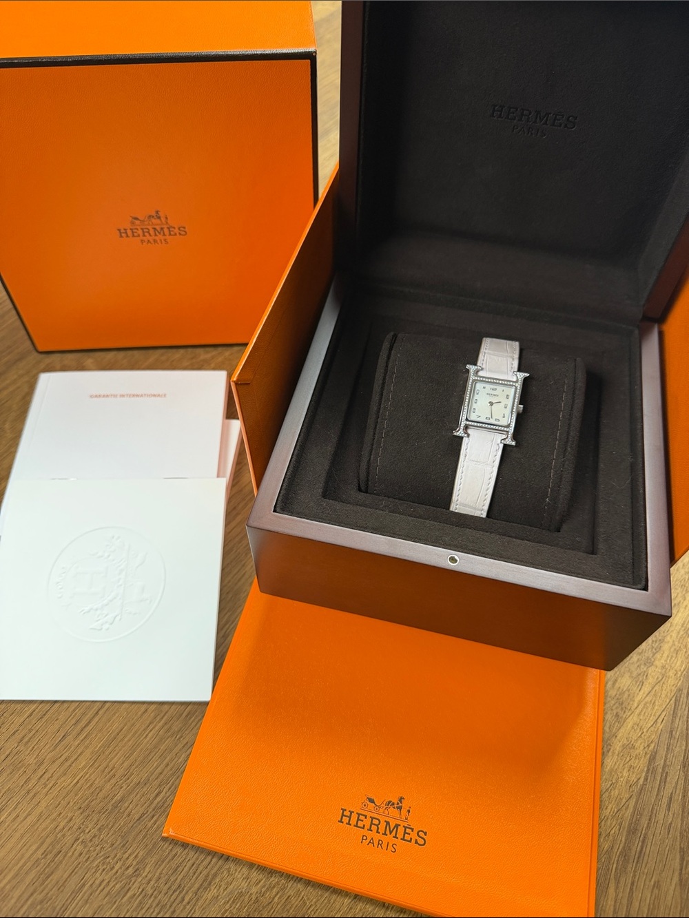 Women’s Light Pink Hermes Heure H Diamond Watch